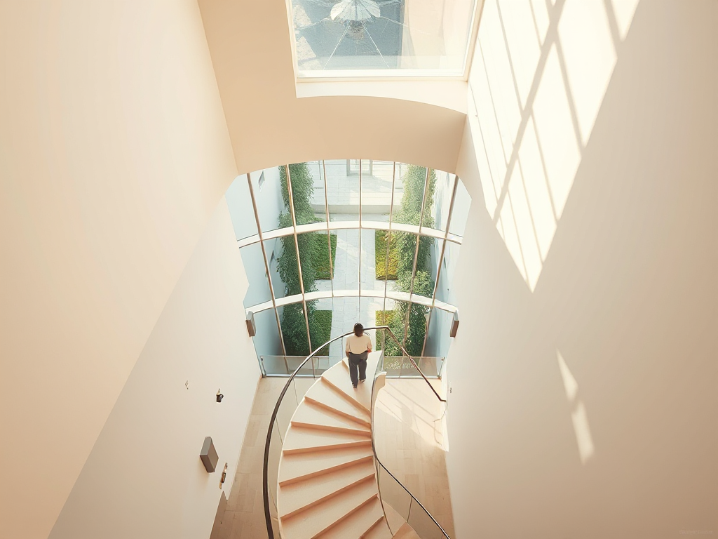 Fine-art painting of a surrealist grand staircase rising into starry space with divergent branch pathways